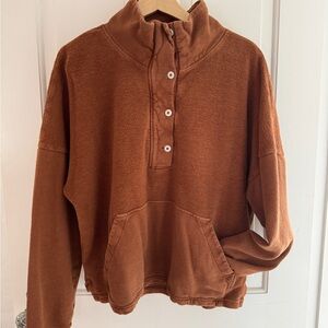 REI Co-Op Rust Pocketed Collared Pullover Sweatshirt X-Large